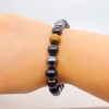 ZZ ZINFANDEL Initial Letter Black Obsidian Beaded Bracelets for Men,
