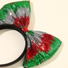 AVMBC Christmas Bow Headband Tri-Color Gradient Sequined Large Bow Headband