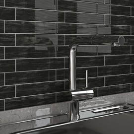 Livelynine 16-Tiles Peel and Stick Backsplash Charcoal Wood Backsplash Tile for Kitchen Wall Tiles Self Adhesive 12X12" Heat Resistant Renter Friendly Back Splash Stick on Tile Bathroom Shower Walls