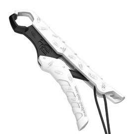 SNAIL TRAIL 7.5''/9'' Floating Fish Gripper, Fishing Grabber, Catfish Mouth Pliers, Caught Bass Holder, Digital Scale Hook Clamp, Saltwater Lip Grip Tool with Lanyard, Gifts for Men, White-Black