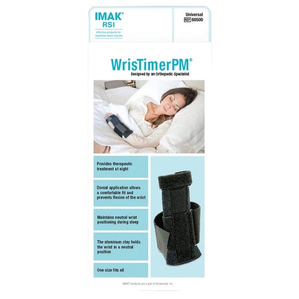 IMAK RSI WrisTimer PM - Wrist Brace for Men & Women - Wrist Support Stabilizer & Immobilizer for Nighttime - Carpal Tunnel Support for Sleep