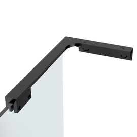 AatrixQuayn Shower Glass Support Bar, Both Sides Available, Frameless Bathroom Glass Clamp L Shape Panel Bracket, No Drill，Fixed Shower Panel to Wall (Black)