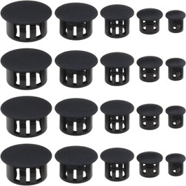 100Pcs Plastic Hole Plug Replacement Flush Type Hole Plugs Snap Furniture Fencing Post Pipe Insert End Caps Accessories Round Snap in Type Locking for Cabinets Window Frames (Black)