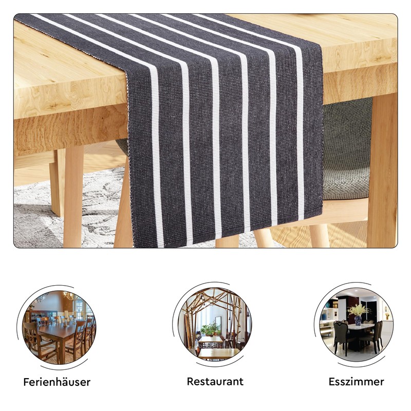 Encasa Table Runner for 8 Seat Dining Rooms, Roma Grey