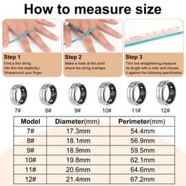 momots Smart Ring for Fitness & Health Tracking,Heart Rate/Blood Oxygen Monitor,5ATM Waterproof,Sleep Analysis, Pedometer-No APP Subscription Compatible with iOS&Android (Silver, 12)