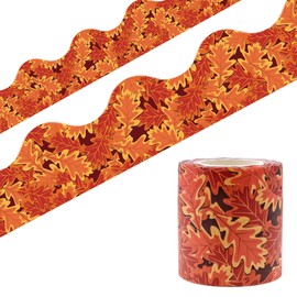 Fiercy Seamless Scalloped Bulletin Board Borders for Classroom Decoration, Autumn Theme Wave Decorative Border