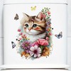 Flower Cat Toilet Cover Sticker Decals,Fish Bird Flower Leaf Waterproof