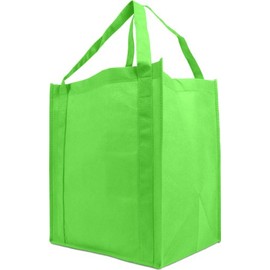 Reusable Reinforced Handle Grocery Tote Bag Large 10 Pack - Grass Green