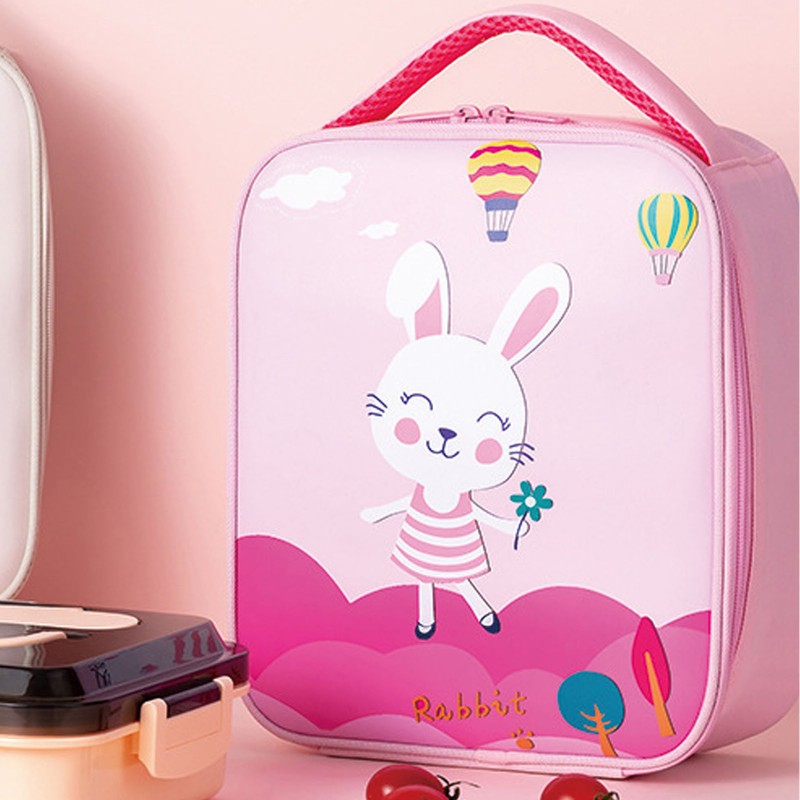 Insulated Lunch Holder Rabbit Pattern Portable Lightweight Handheld Oxford Cloth