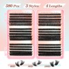 Kiusatig Individual Eyelashes Kit 580pcs Cluster Lashes with Glue&Remover D