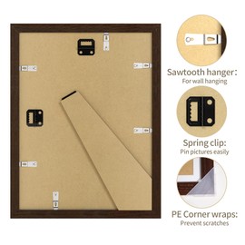 YESKAY Solid Oak Wood Frame - 9x12 Walnut Wooden Picture Frames with Real Tempered Glass,2 Opening 5x7 with Mat or 9x12 Without Mat for Wall Decor Art Photo(Color Walnut)