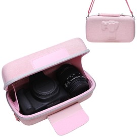 L LTGEM Camera Case for Canon EOS Rebel T7 / R50 / R6 Mark II / T6 / R100 / R50 V / R8 / R10 / R5 Mark II/RP / 5D Mark IV / R7 Camera and 18-55mm/18-45mm Lens with Shoulder Strap, Pink