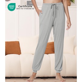 NACHILA Women's Pajamas Pants Soft Joggers Cooling Sleep Pants Comfy Pj Bottoms,Viscose Made from Bamboo Light Grey S