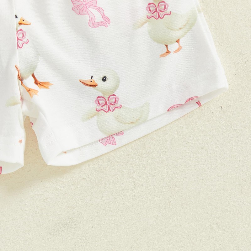 Xnqiwq Toddler Baby Girl Summer Silly Goose Outfits Bow T