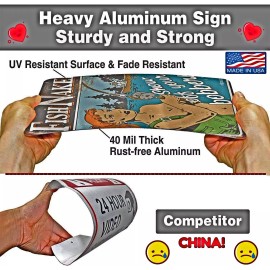 Handmade WORLDS GREATEST SIGNS! FISH O'CLOCK SOMEHWERE! 8"X12" METAL FISHING LODGE CABIN