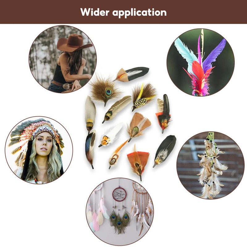12PCS Hat Feathers, Peacock Feather for Fedora Hats, Pheasant Feathers