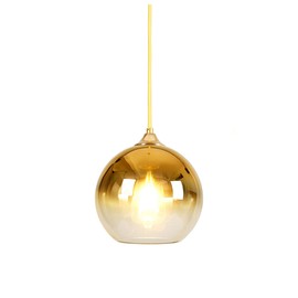 MZSUS Gradient Gold Glass Globe Pendant Light,Spherical Glass Hanging Light Fixtures Island Ceiling Lamp (7.8'')