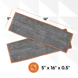 Superio Microfiber Mop Pads Refill, Replacement Head with Velcro, 16 Inch for Flat, Spray Mop Set - 3 Pack - Grey