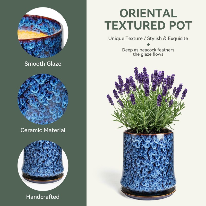 TOSELBAI 11 Inch Ceramic Planter Pot with Saucer Drainage Leak-Proof