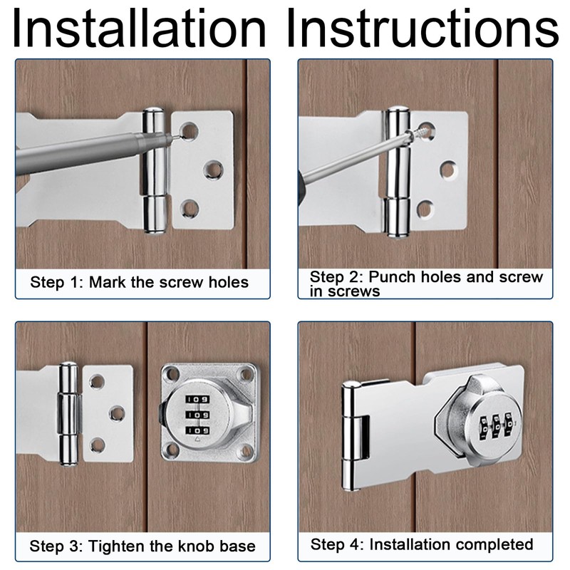 Hasp with Combination Lock Security Hasp with Lock 1 Piece