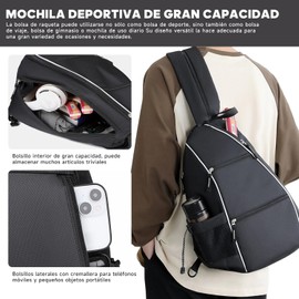 CHENGBAO Bolsa de tenis,mochila padel resistente al agua raquetero,cruzada mochila tennis bag para hombres y mujeres，Impermeable Movimiento Mochila，Hebillas Ajustables Para Hombros Mochilas (Negro)