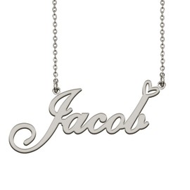 Heart Name Necklace for Women Silver Jacob Ideal
