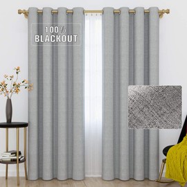 100% Blackout Curtains for Living Room, Thermal Insulated Noise Reducing Drapes with Grommet, Home Decorating for Door/Patio (1 Pair, 52" x 84", Light Grey)