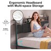 Queen Bed Frame with Storage Drawers, Upholstered Headboard with LED
