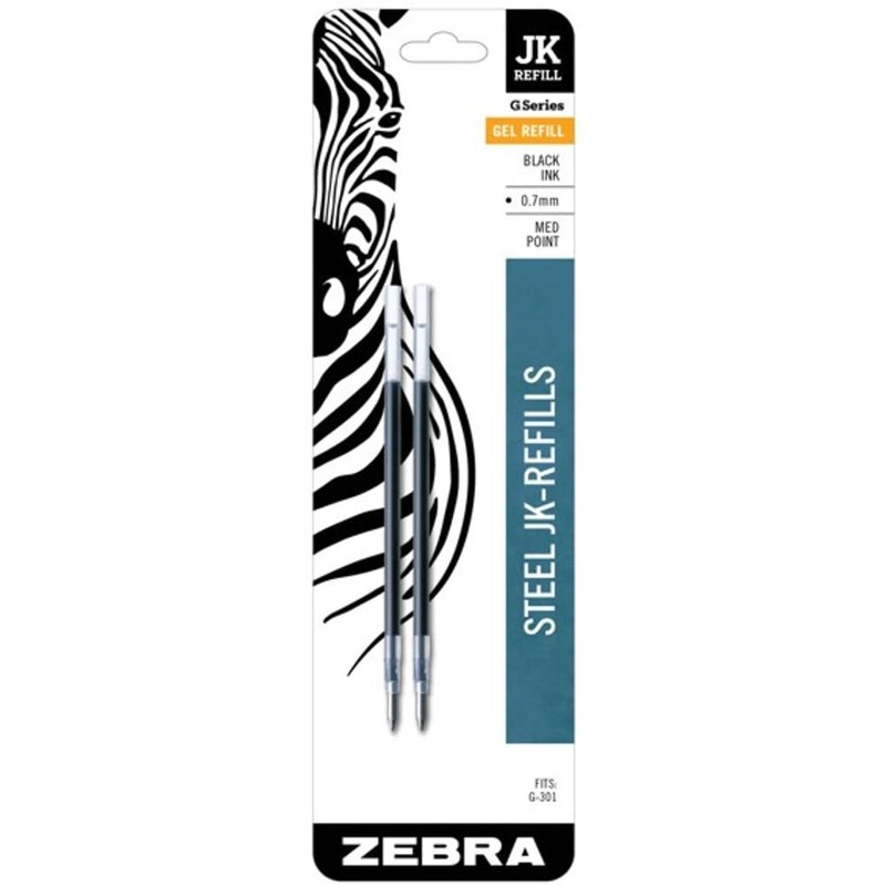 Zebra G-301 Stainless Steel Pen JK-Refill, Medium Point, 0.7mm, Black