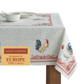 Maison d' Hermine Table Cloth Square Table 100% Cotton 54 x 54 Inches Tablecloth Reusable Decorative Everyday Use for Dining Room, Farmhouse, Home, Party, Festive & Wedding Spring Summer - Campagne