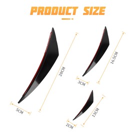 JNNJ Car Spoiler Canards Kit, 6 Pcs Universal Front Bumper Lip Splitter, Soft Fins Spoiler Canards Kit for Car Body, Anti-Collision Strip Bumper Decoration Sticker Exterior Accessories(Black）