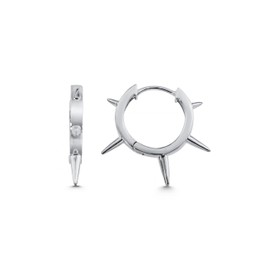 Cassini Women's Creole Earrings with Spikes, Small and Large Women's Hoop Earrings Made of 925 Sterling Silver, Sterling Silver