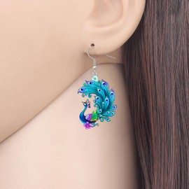 RAIDIN Acrylic Cute Nature Inspired Blue Peacock Earrings Gift for Women Hypoallergenic Elegant Birds Lovers Dangle Jewelry for Birthday Party Decor Charms (Blue)