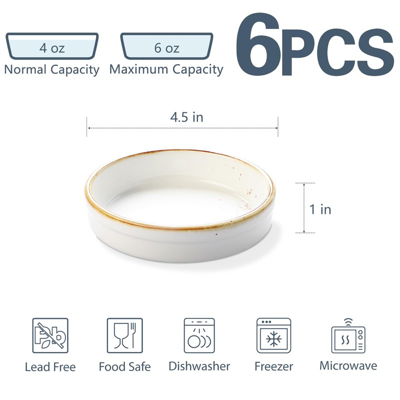 ONEMORE Ramekins 4 oz - Oven Safe Shallow Ramekins for