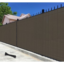 Bynbbur 4' x 20' Brown Privacy Fence Screen Net Fencing 90% Privacy Blockage Windscreen Mesh Shade Cover with Copper Grommet for Patio Backyard Garden Swimming Pool, Zip Ties Included