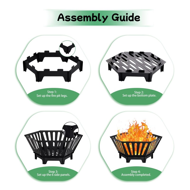 LTSEAME 22.5 inch Portable Fire Pit Outdoor Plug Fire Pit