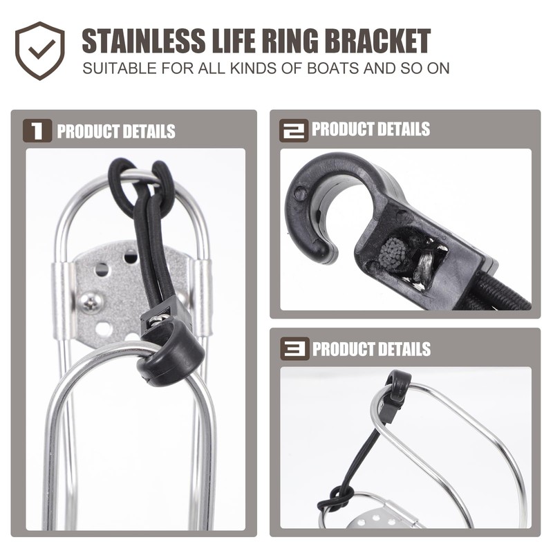 ifundom Stainless Steel Ring Holder Yacht Lifebuoy Holder Boat Lifebuoy
