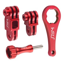 HSU Aluminum Alloy Metal Adjust Arm Straight Joints Mount, Same Direction Straight Joints Mount for Go Pro Hero 13/12/11/10/9/8/7/6/5 Black,Session 5/4, DJI Osmo Action Action Camera and More(Red)
