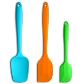 Juego de 3 espátulas de silicona, mango ergonómico, espátulas resistentes al calor, espátulas de goma antiadherentes con núcleo de acero inoxidable