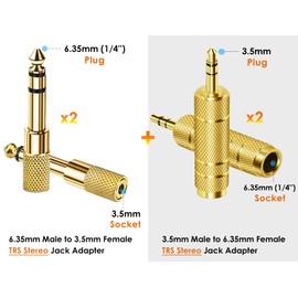 Mepsies 6.35mm to 3.5mm TRS Stereo Headphone Adapter 4 Pack, Stereo Audio Jack Adapter for Aux Cable Amplifier Headphone