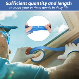12 Rolls Blue Painters Tape, 1 Inch x 55 Yards Wall Safe Paint Tape Multi Surface Masking Tape Colored Paper Tape Clean Release Trim Edge Finishing Tape for Drop Cloth Wall Painting Ornaments
