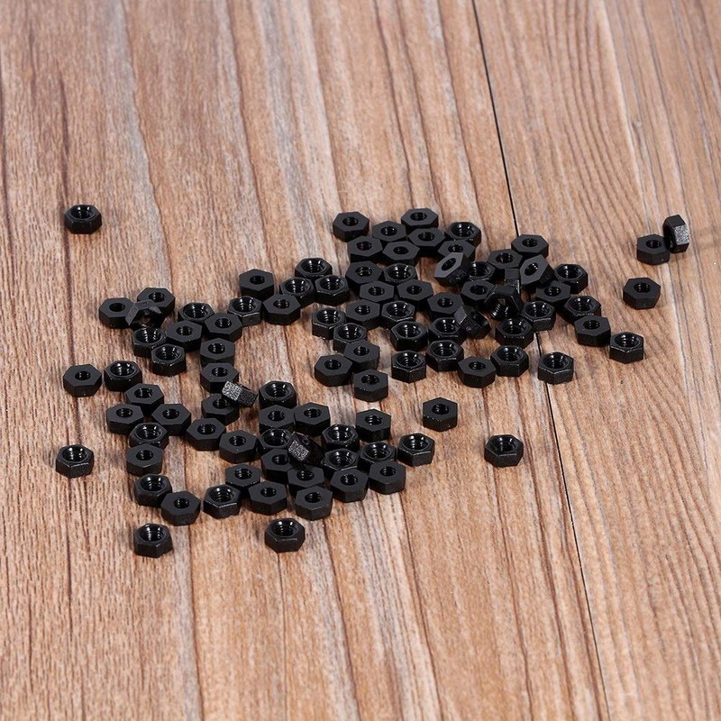 Nylon Nut, M3 Plastic Nylon Nut Hexagonal Black Screw Nut