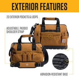 Carhartt Onsite Tool Bag, Durable Water-Resistant, Tool Storage Bag, Heavyweight w/Molded Base, 16-Inch, Carhartt Brown