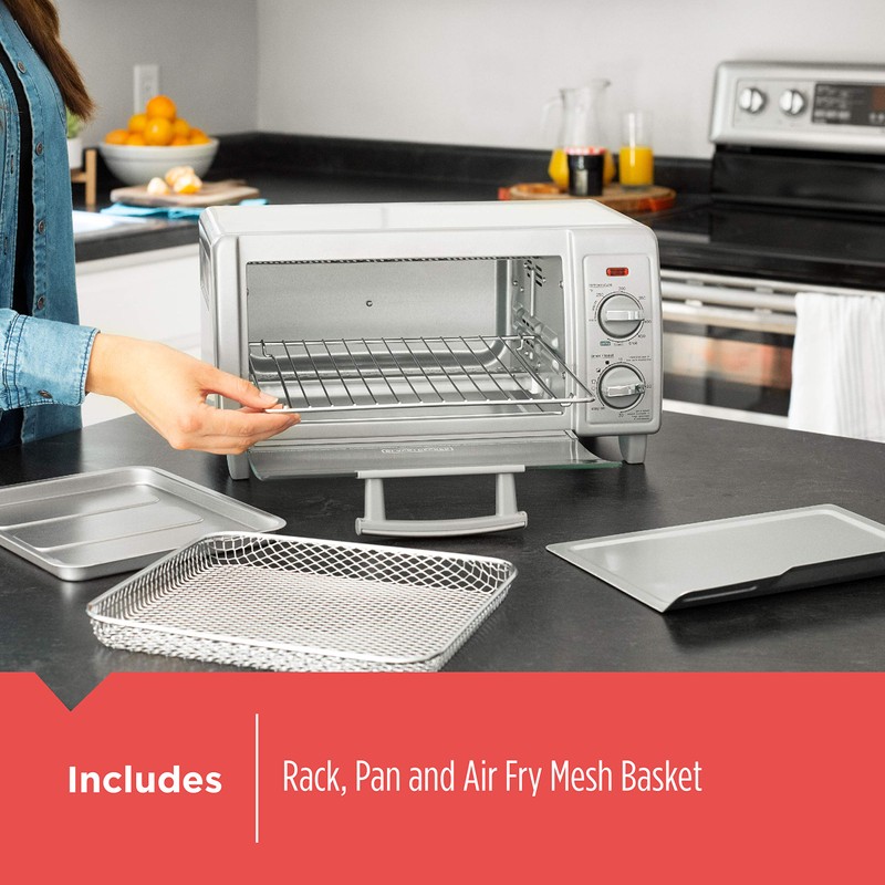 BLACK+DECKER Crisp N Bake Air Fry 4-Slice Toaster Oven, Gray,