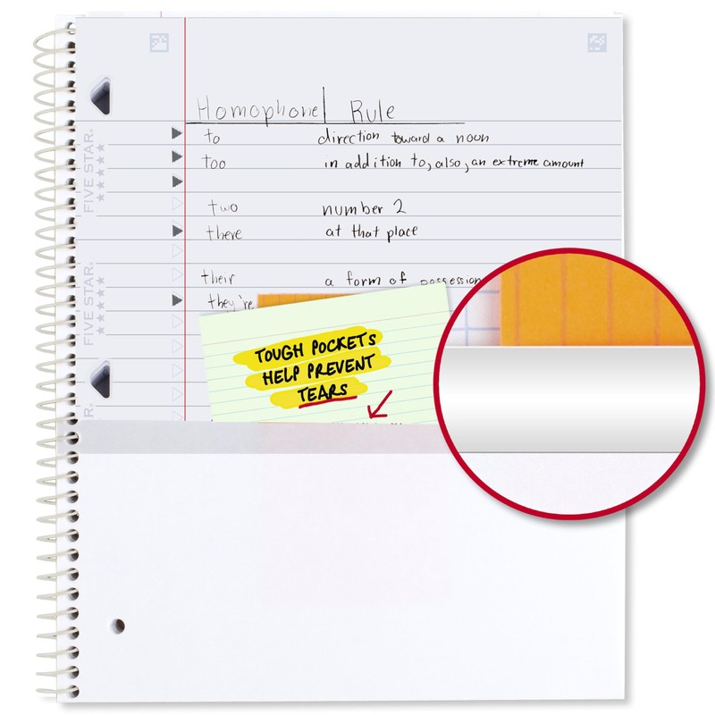 Five Star Spiral Notebook + Study App, 1 Subject, Wide