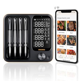 Termómetro inalámbrico de carne con 4 sondas, Termómetro de carne INKBIRD WiFi digital inalámbrico para horno con parrilla rotisserie, Termómetro Blue
