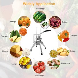 BotaBay Commercial Vegetable Fruit Chopper W/6-Wedge Slicer&1/4″&3/8″&1/2" Blade Professional Food Dicer French Fry Cutter Onion Slicer Stainless Steel For Tomato Peppers Potato Mushroom