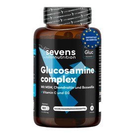 Glucosamin, Chondroitin und MSM – Nahrungsergänzung für Gelenke, Knorpel und Knochen – 180 Kapseln Hochdosiert – Mit Boswellia und den Vitaminen C und D3 – Sevens Nutrition