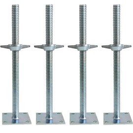 bimiti 4-Pack 18" Adjustable Leveling Jacks, 3307lbs Load Capacity Scaffold Jacks Feet, Galvanized Solid Screw Jacks with Base Plate for Baker-Style Scaffolding, Silver