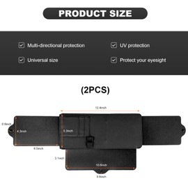 MUQIDA 2 PCS Sun Visor Extender for Car, Adjustable Vehicle Visor Extension with 2 Side Sunshade, Anti-Glare Sun Shade Window Windshield UV Rays Blocker for Driver and Passenger
